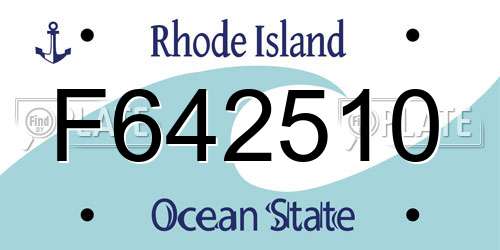 F642510 Rhode Island License Plate