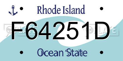 F64251D Rhode Island License Plate