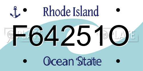 F64251O Rhode Island License Plate