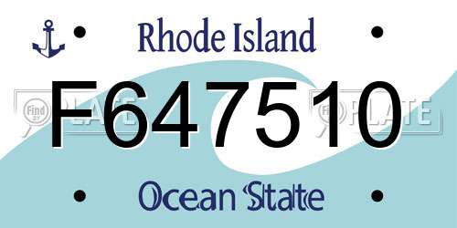 F647510 Rhode Island License Plate