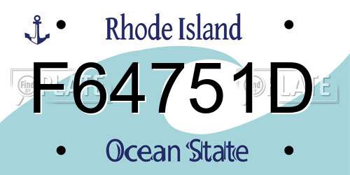 F64751D Rhode Island License Plate
