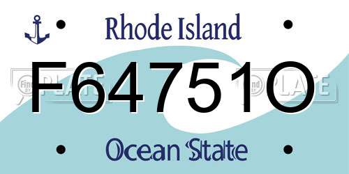 F64751O Rhode Island License Plate