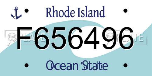 F656496 Rhode Island License Plate