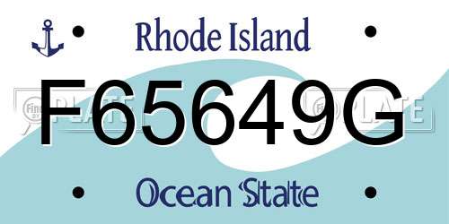 F65649G Rhode Island License Plate
