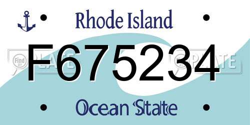F675234 Rhode Island License Plate