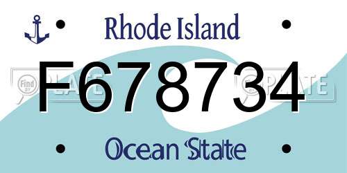 F678734 Rhode Island License Plate