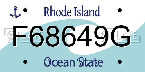 F68649G Rhode Island License Plate