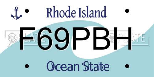 F69PBH Rhode Island License Plate
