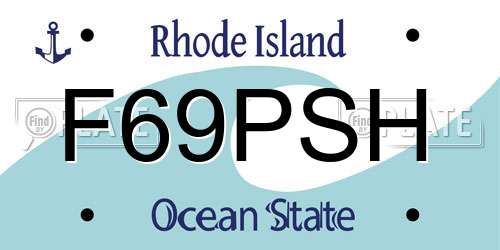 F69PSH Rhode Island License Plate