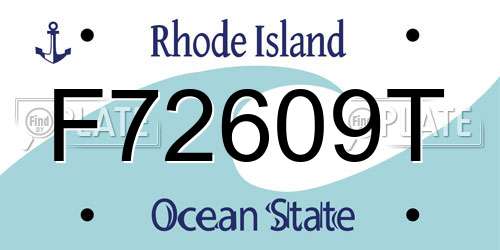 F72609T Rhode Island License Plate