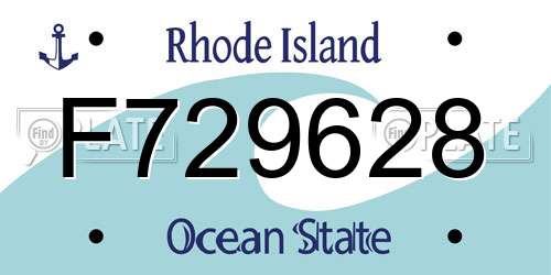 F729628 Rhode Island License Plate