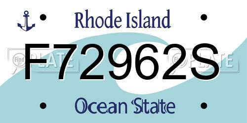 F72962S Rhode Island License Plate