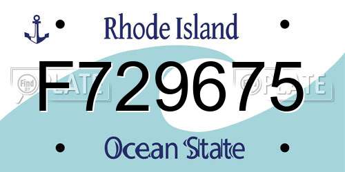 F729675 Rhode Island License Plate