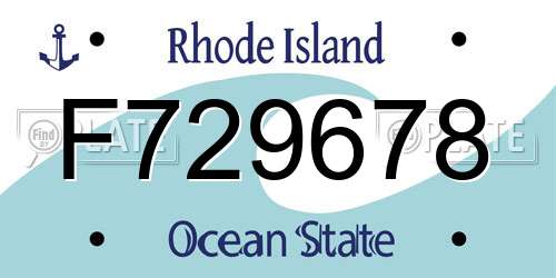 F729678 Rhode Island License Plate