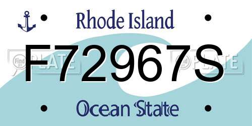 F72967S Rhode Island License Plate
