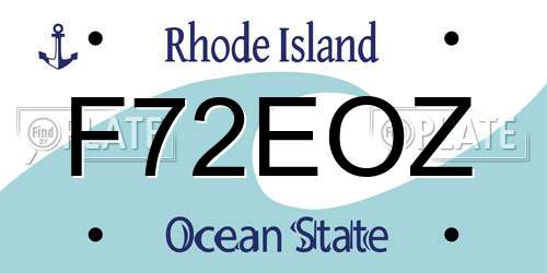 F72EOZ Rhode Island License Plate