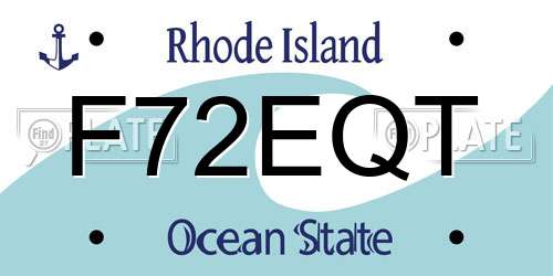 F72EQT Rhode Island License Plate