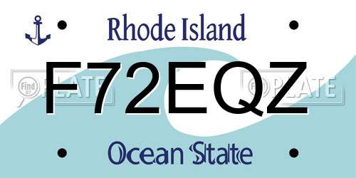 F72EQZ Rhode Island License Plate