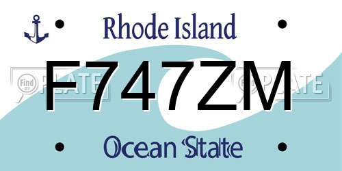 F747ZM Rhode Island License Plate