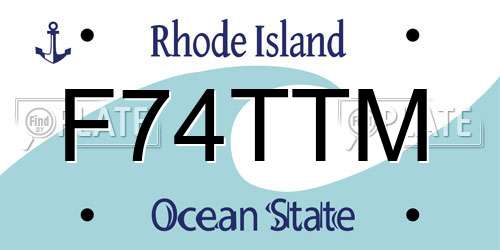 F74TTM Rhode Island License Plate