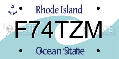 F74TZM Rhode Island License Plate