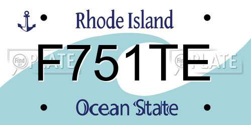 F751TE Rhode Island License Plate