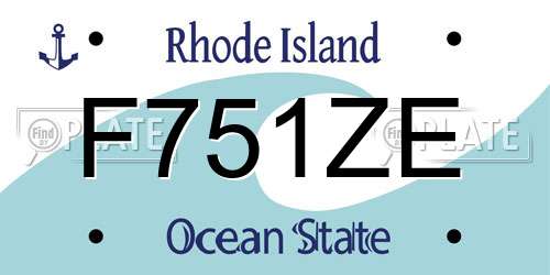 F751ZE Rhode Island License Plate