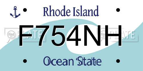 F754NH Rhode Island License Plate