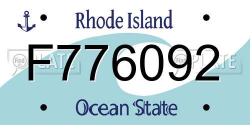 F776092 Rhode Island License Plate
