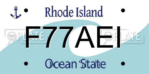 F77AEI Rhode Island License Plate