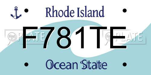 F781TE Rhode Island License Plate