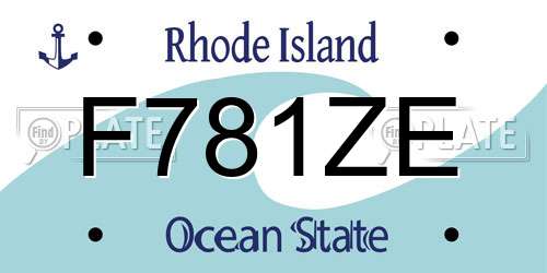 F781ZE Rhode Island License Plate
