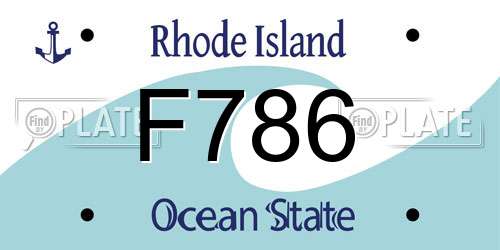 F786 Rhode Island License Plate