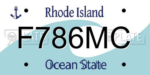 F786MC Rhode Island License Plate
