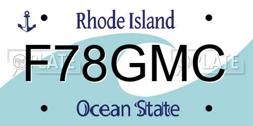 F78GMC Rhode Island License Plate