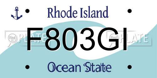 F803GI Rhode Island License Plate