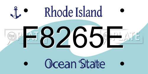 F8265E Rhode Island License Plate