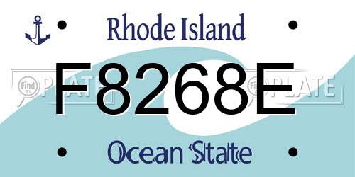 F8268E Rhode Island License Plate