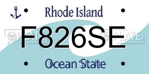 F826SE Rhode Island License Plate