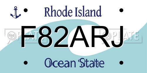 F82ARJ Rhode Island License Plate