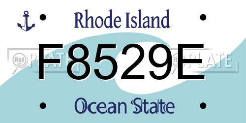 F8529E Rhode Island License Plate