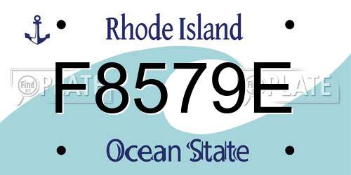 F8579E Rhode Island License Plate