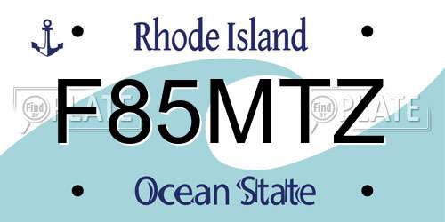 F85MTZ Rhode Island License Plate