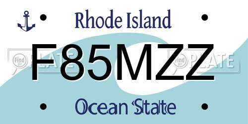 F85MZZ Rhode Island License Plate