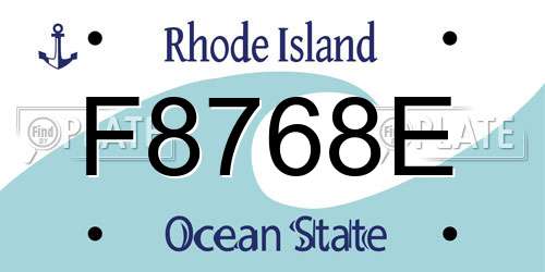 F8768E Rhode Island License Plate