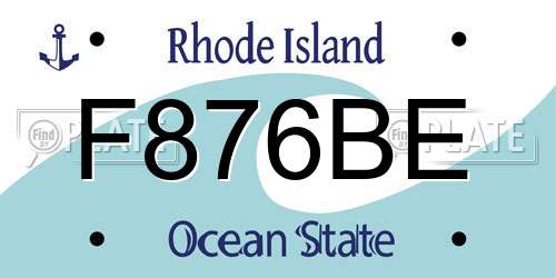 F876BE Rhode Island License Plate