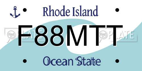 F88MTT Rhode Island License Plate