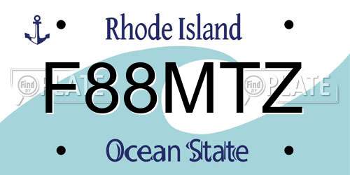 F88MTZ Rhode Island License Plate