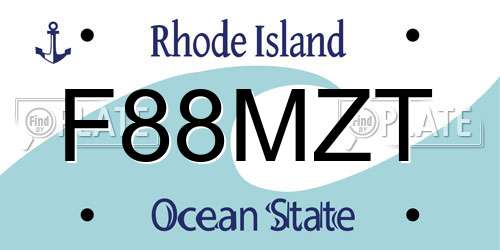 F88MZT Rhode Island License Plate