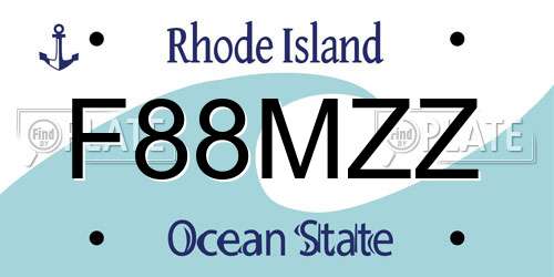 F88MZZ Rhode Island License Plate